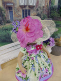 Spring Rose - dress, hat, tights & shoes for Little Darling Doll or 33cm BJD