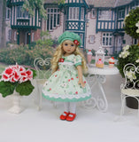 Spring Strawberries - dress, hat, tights & shoes for Little Darling Doll or 33cm BJD