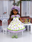 Spring Tulips - dress, hat, tights & shoes for Little Darling Doll
