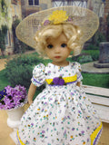 Spring Wildflowers - dress, hat, tights & shoes for Little Darling Doll or 33cm BJD