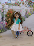 Spring Wishes - jacket, babydoll top, leggings & sandals for Little Darling Doll