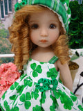 St. Patty - babydoll top, bloomers, hat & sandals for Little Darling Doll or 33cm BJD