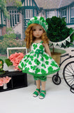 St. Patty - babydoll top, bloomers, hat & sandals for Little Darling Doll or 33cm BJD