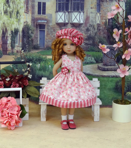 Strawberry Dream - dress, hat, socks & shoes for Little Darling Doll or 33cm BJD