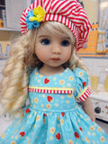 Strawberry Garden - dress, hat, socks & shoes for Little Darling Doll or 33cm BJD