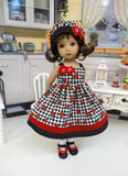 Strawberry Gingham - dress, hat, socks & shoes for Little Darlings Doll or 33cm BJD