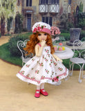 Strawberry Lane - dress, hat, tights & shoes for Little Darling Doll or other 33cm BJD