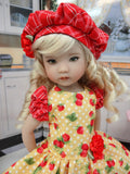 Strawberry Lemonade - dress, beret, tights & shoes for Little Darling Doll or other 33cm BJD
