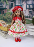 Strawberry Parfait - dress, hat, tights & shoes for Little Darling Doll or 33cm BJD