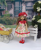 Strawberry Parfait - dress, hat, tights & shoes for Little Darling Doll or 33cm BJD