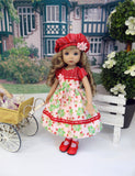 Strawberry Parfait - dress, hat, tights & shoes for Little Darling Doll or 33cm BJD