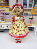 Strawberry Patch - dress, hat, tights & shoes for Little Darling Doll or 33cm BJD