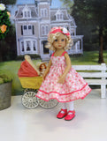 Strawberry Spritzer - dress, hat, tights & shoes for Little Darling Doll