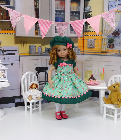 Strawberry Sweets - dress, hat, tights & shoes for Little Darling Doll or 33cm BJD