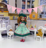 Strawberry Sweets - dress, hat, tights & shoes for Little Darling Doll or 33cm BJD