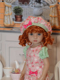 Strawberry Tart - dress, beret, tights & shoes for Little Darling Doll