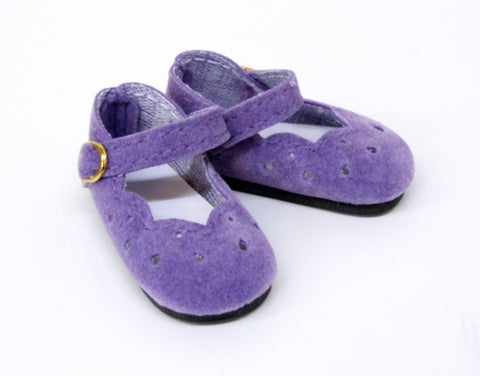 Scallop Mary Jane Shoes - Suede Lavender