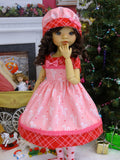 Sugared Candy Canes - dress, hat, tights & shoes for Little Darling Doll or 33cm BJD