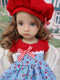 Summer Berry - dress, hat, socks & shoes for Little Darling Doll or 33cm BJD