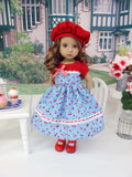 Summer Berry - dress, hat, socks & shoes for Little Darling Doll or 33cm BJD