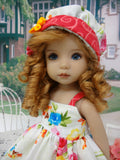 Summer Bouquet - dress, hat, tights & shoes for Little Darling Doll or 33cm BJD