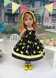 Summer Lemonade - dress, kerchief, tights & shoes for Little Darling Doll or 33cm BJD