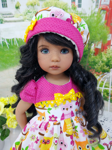 Summer Owl - dress, hat, tights & shoes for Little Darling Doll or 33cm BJD