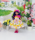 Summer Owl - dress, hat, tights & shoes for Little Darling Doll or 33cm BJD