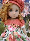 Summer Pansies - dress, beret, socks & shoes for Little Darling Doll or 33cm BJD