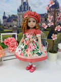 Summer Pansies - dress, beret, socks & shoes for Little Darling Doll or 33cm BJD