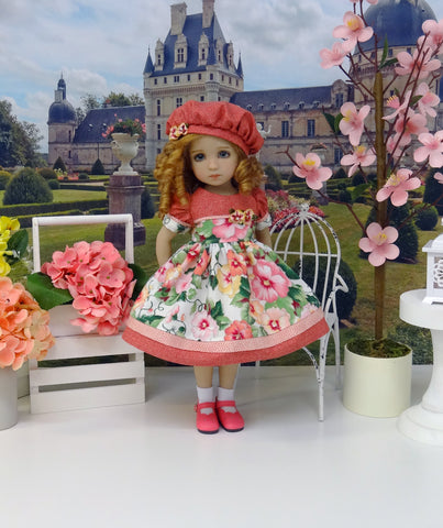 Summer Pansies - dress, beret, socks & shoes for Little Darling Doll or 33cm BJD