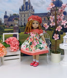 Summer Pansies - dress, beret, socks & shoes for Little Darling Doll or 33cm BJD