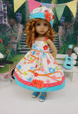 Summer Robins - dress, hat & sandals for Little Darling Doll or 33cm BJD