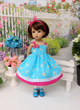 Summer Rosebud - dress, tights & shoes for Little Darling Doll or 33cm BJD