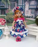 Summer Zinnia - dress, hat, tights & shoes for Little Darling Doll or 33cm BJD