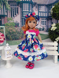 Summer Zinnia - dress, hat, tights & shoes for Little Darling Doll or 33cm BJD