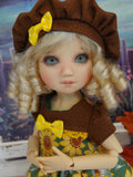 Sunflower Meadow - dress, beret, tights & shoes for Little Darling Doll