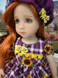 Sunflower Suzie - dress, hat, socks & shoes for Little Darling Doll or other 33cm BJD