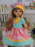 Sunny Daze - dress, hat, tights & shoes for Little Darling Doll