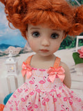 Sunny Flamingo - dress, tights & shoes for Little Darling Doll or 33cm BJD
