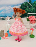Sunny Flamingo - dress, tights & shoes for Little Darling Doll or 33cm BJD