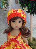 Sunshine Paisley - dress, hat, tights & shoes for Little Darling Doll
