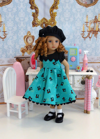 Suzie Seamstress - dress, beret, socks & shoes for Little Darling Doll