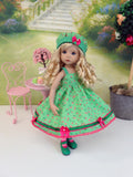 Sweet Cherries - dress, hat, tights & shoes for Little Darling Doll or other 33cm BJD