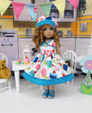 Sweet Cupcakes - dress, hat & sandals for Little Darling Doll or 33cm BJD