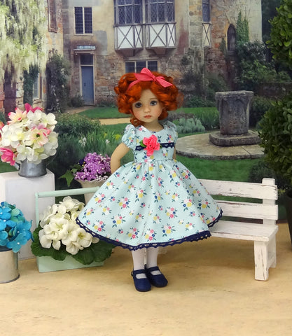 Sweet Floral - dress, tights & shoes for Little Darling Doll or other 33cm BJD