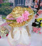 Sweet Roses - dress, hat, tights & shoes for Little Darling Doll or 33cm BJD
