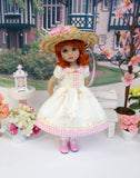 Sweet Roses - dress, hat, tights & shoes for Little Darling Doll or 33cm BJD