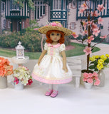 Sweet Roses - dress, hat, tights & shoes for Little Darling Doll or 33cm BJD