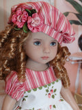 Sweet Strawberries - dress, beret, tights & shoes for Little Darling Doll